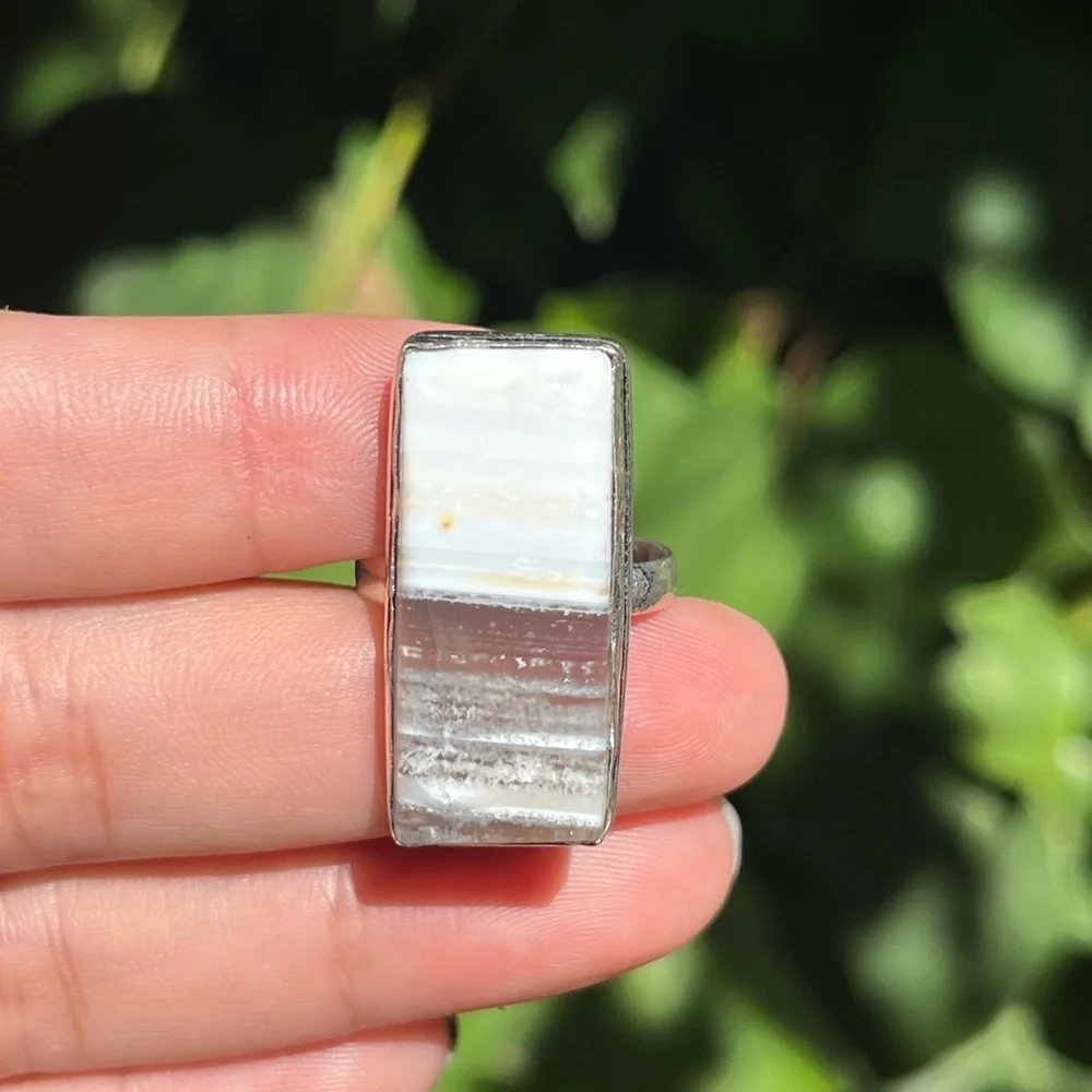 Size 8.5 925 silver plated‎ scenery Owhyee Opal ring